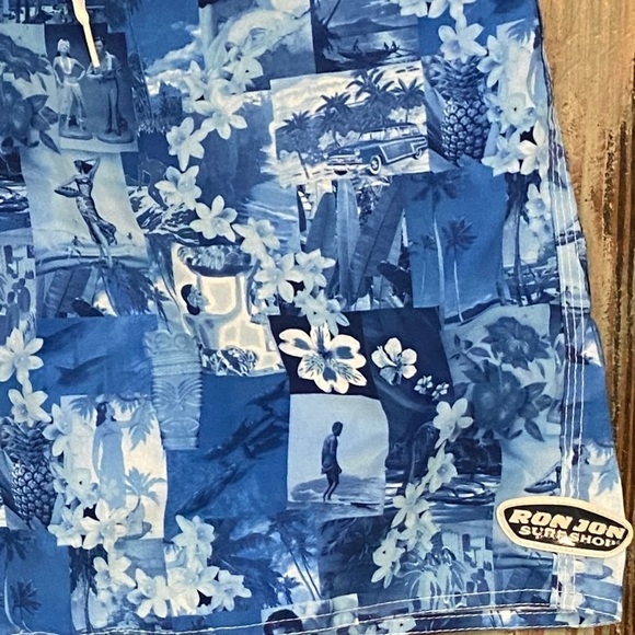 Ron Jon Surf Shop Sz 30 Boardshorts Hula Girls Aloha Hawaiian Blue Logo Nice - Picture 4 of 9